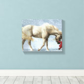 Paard en Meisje Verpakt Canvas Afdruk (Insitu (Houten vloer))