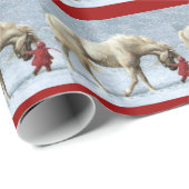 Paard en Meisje Winter Kerstcadeau Papier (Rol Hoek)
