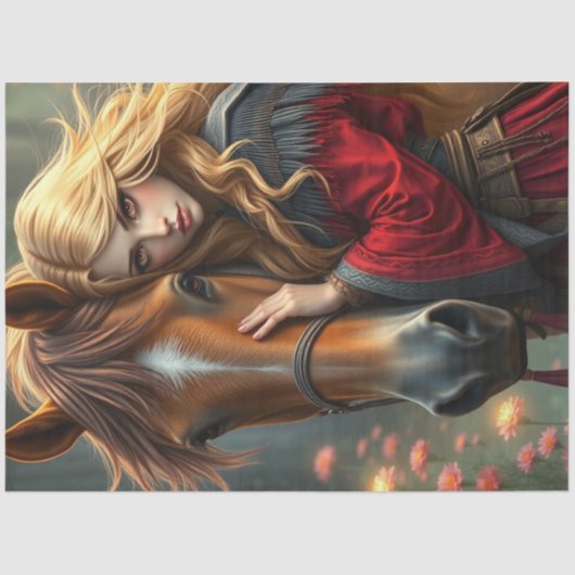 Paard en metgezel fantasie tissuepapier (Voorkant)