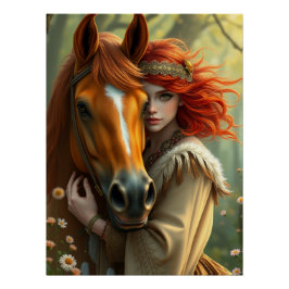 Paard en metgezel Fantasy Art Perfect Poster