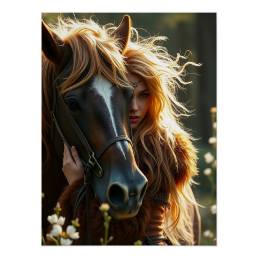 Paard en metgezel Fantasy Art Perfect Poster (Voorkant)