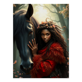 Paard en metgezel Fantasy Art Perfect Poster