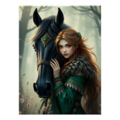Paard en metgezel Fantasy Art Perfect Poster (Voorkant)