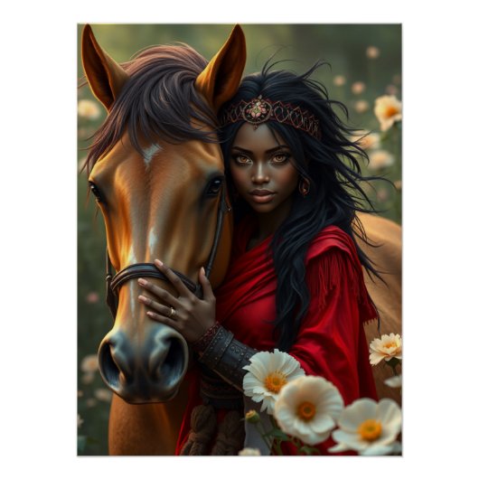 Paard en metgezel Fantasy Art Perfect Poster (Voorkant)