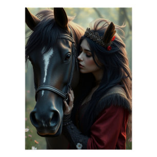 Paard en metgezel Fantasy Art Perfect Poster