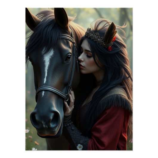 Paard en metgezel Fantasy Art Perfect Poster (Voorkant)