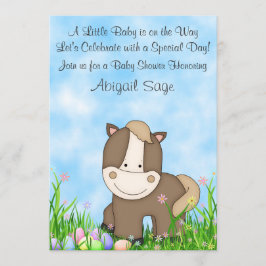 Paard en Paaseieren Baby shower Uitnodigen ~ Neutr Kaart