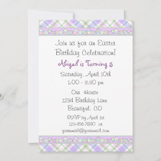 Paard en Pasen Bunny Verjaardag Uitnodiging ~ Meis (Achterkant)