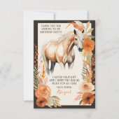 Paard en Perzik Bloemen Waterverf Verjaardag Bedankkaart (Voorkant)