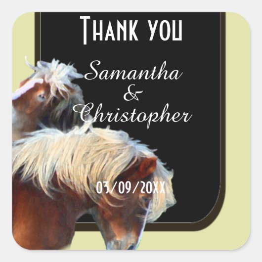 Paard en pony Equetrian thema dank u Vierkante Sticker (Voorkant)