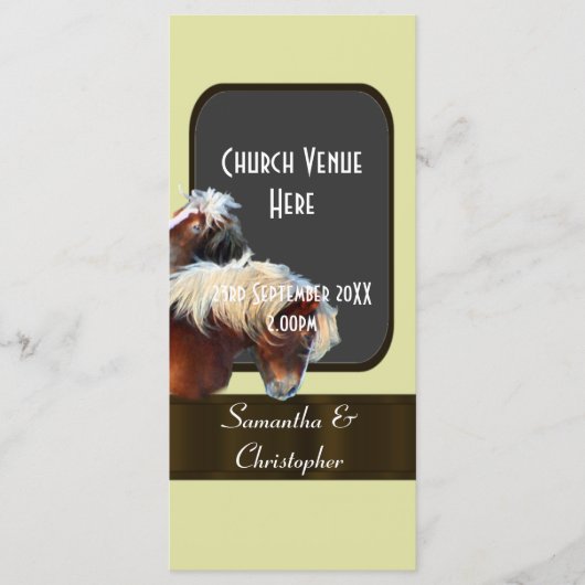 Paard en pony ruiter bruiloft programma programmakaart (Voorkant)