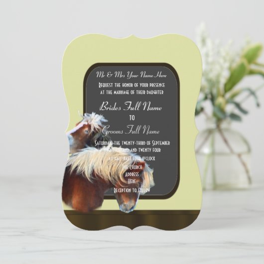 Paard en pony ruiterbruiloft kaart (Staand voorkant)