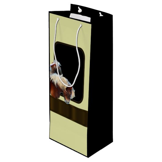 Paard en pony ruiterthema wijn cadeautas (Achterkant Gekanteld)