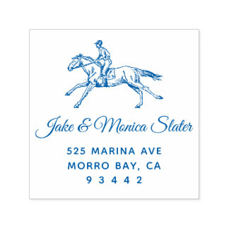  paard en Rider Equestrain Return-adres Zelfinktende Stempel