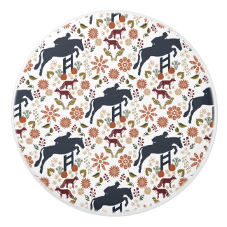 Paard en Rider Knob Pull Paardensport Folk Art Keramische Knop