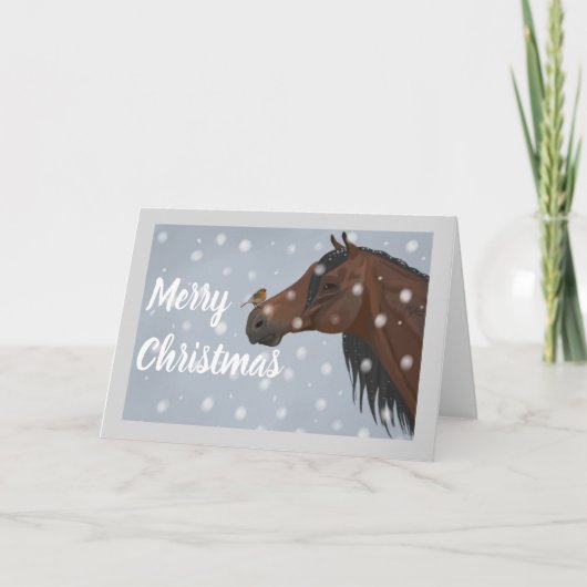 Paard en Robin Christmas Kaart (Voorkant)