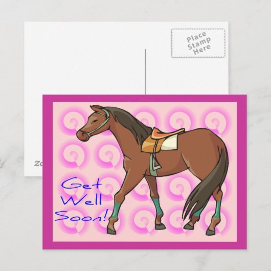 Paard en roze wervelingen worden goed briefkaart (Voorkant / Achterkant)