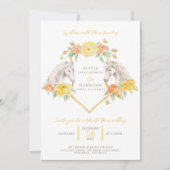 Paard en rozen waterverf kunst bruiloft foto kaart (Voorkant)