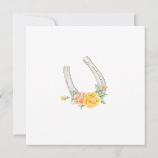 Paard en rozen waterverf kunst vierkante bruiloft kaart (Achterkant)