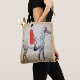 Paard en Ruiter Caricatuur op Paisley Tote Bag