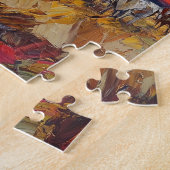 Paard en ruiter controleren de kudde bij zonsonder legpuzzel (Zijkant)