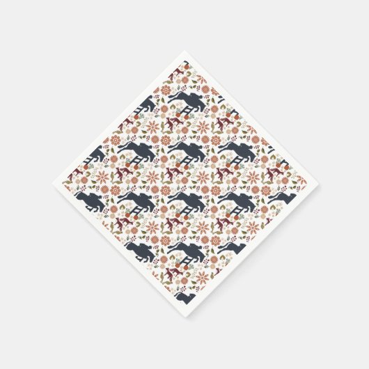 Paard en ruiter servet | Autumn Equestrian Folk Ar (Hoek)