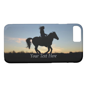 Paard en ruiter silhouet gepersonaliseerd 	iPhone 8/7 hoesje