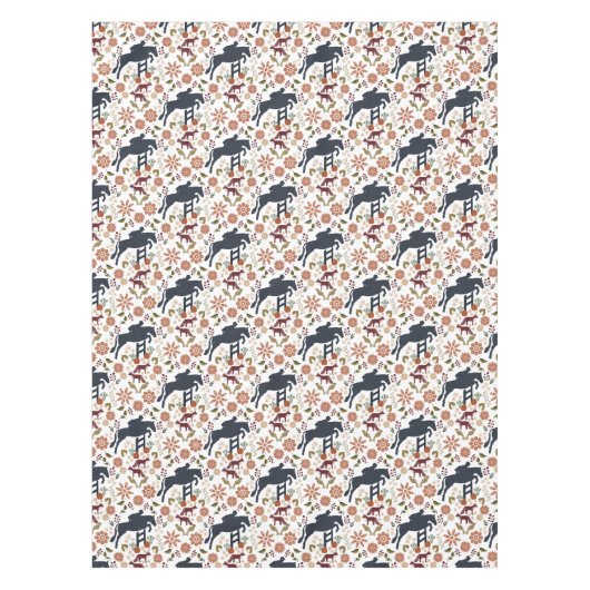 Paard en ruiter tafelkleed Equestrian Folk Art (Voorkant)