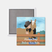 Paard en ruiter Vector kunst gebedsmagneet Magneet (Voorkant / Achterkant)