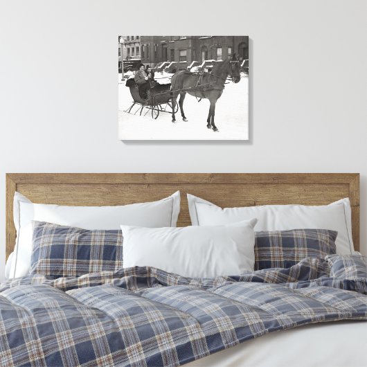 Paard en slee, 1935 canvas afdruk (Insitu (Slaapkamer))
