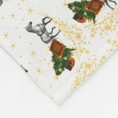 Paard en slee met gouden sterren en cirkels fleece deken (Hoek)