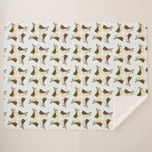 Paard en slee met gouden sterren en cirkels sherpa deken (Voorkant (horizontaal))