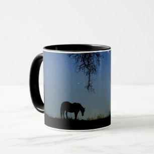 paard en Sterrennacht met eikenbomen Mok