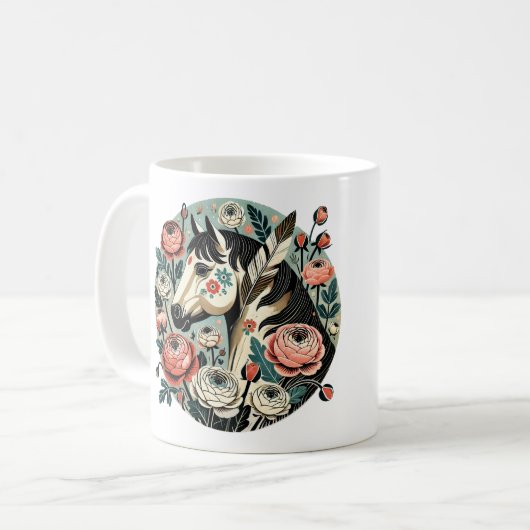 Paard en veren koffiemok (Voorkant links)