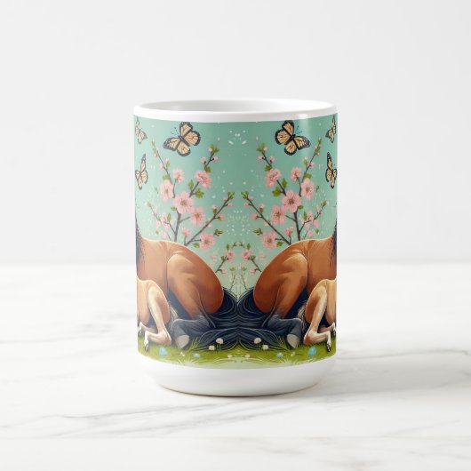 Paard en veulen rusten in een lente setting koffiemok (Center)