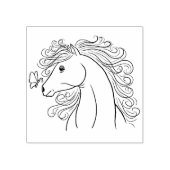 Paard en vlinder rubberstempel (Afrduk)