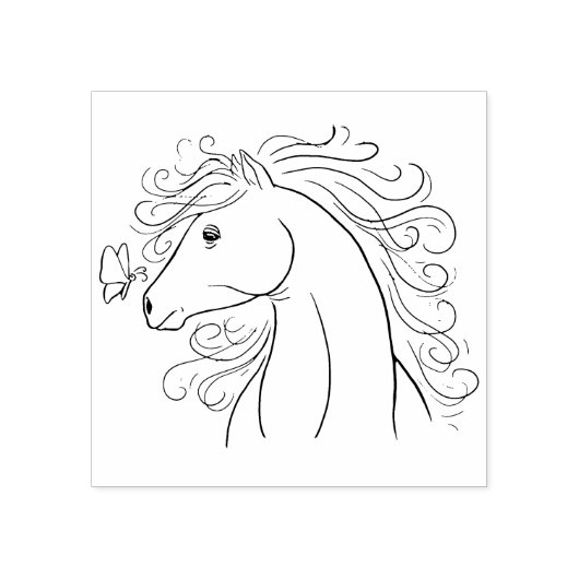 Paard en vlinder rubberstempel (Afrduk)