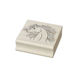 Paard en vlinder rubberstempel