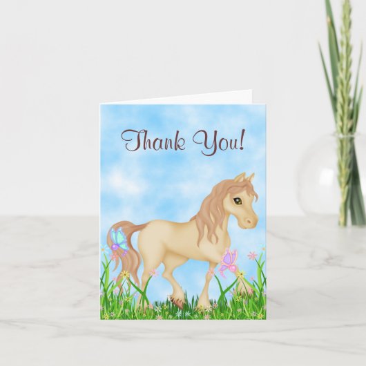 Paard en Vlinders Dank u kaart (Voorkant)