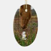 Paard en voorbloem Bunny Keramisch Ornament (Rechts)