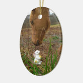 Paard en voorbloem Bunny Keramisch Ornament (Links)