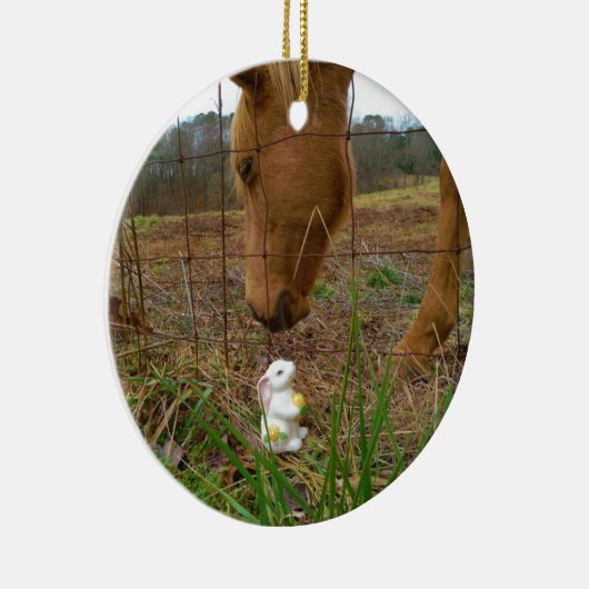 Paard en voorbloem Bunny Keramisch Ornament (Rechts)