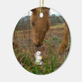 Paard en voorbloem Bunny Keramisch Ornament (Links)