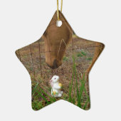 Paard en voorbloem Bunny Keramisch Ornament (Links)
