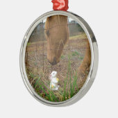 Paard en voorbloem Bunny Metalen Ornament (Links)