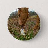 Paard en voorbloem Bunny Ronde Button 5,7 Cm (Voorkant)