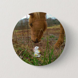 Paard en voorbloem Bunny Ronde Button 5,7 Cm