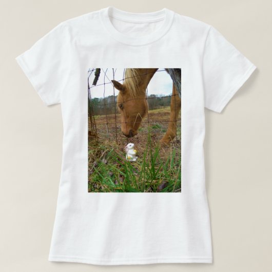 Paard en voorbloem Bunny T-shirt (Design voorkant)
