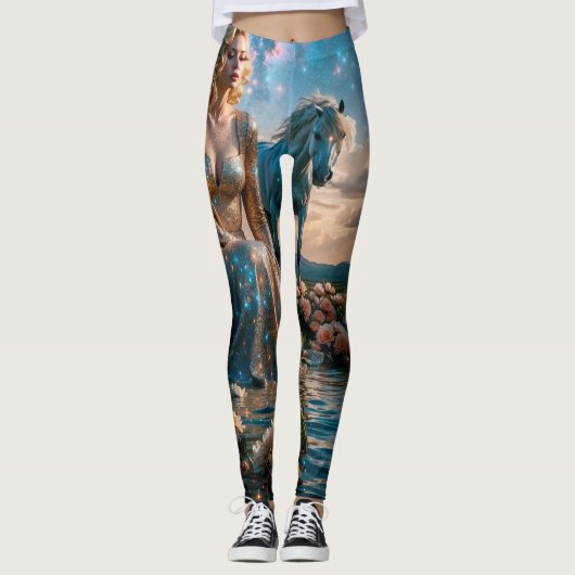 Paard en vrouw aan het water leggings (Voorkant)