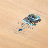 Paard en wagen Blauw Kerstfeest Uitnodigen Acryl Uitnodigingen (Laagn)